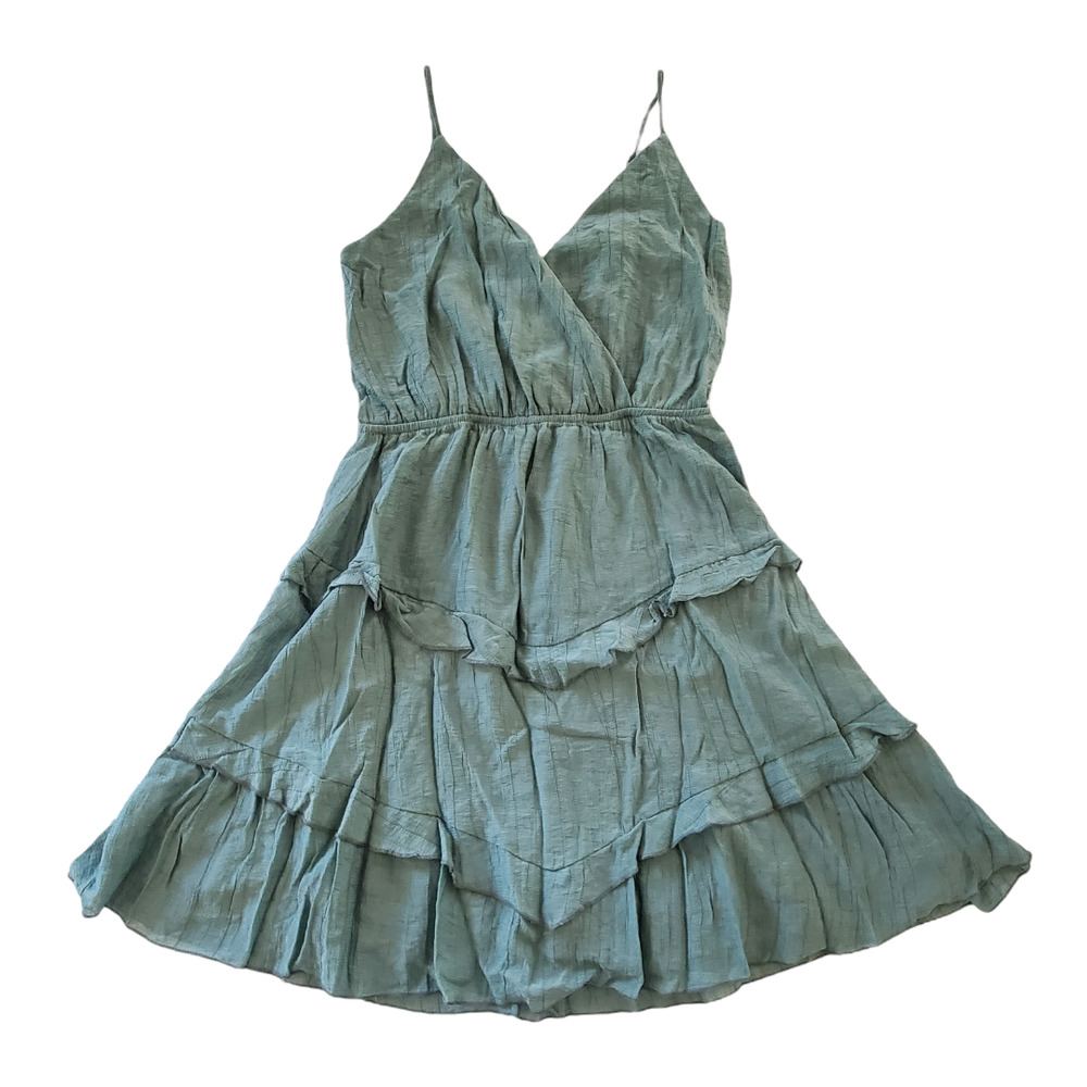 COPY - Purple Snow Dress Spaghetti Straps Ruffle Sage Green Size Large
